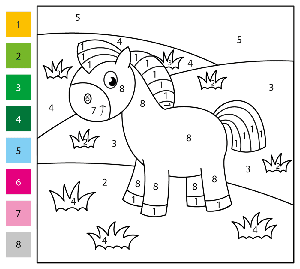 Pony Color By Number Coloring Page Md Coloring Page — Free Printable — free printable coloring page